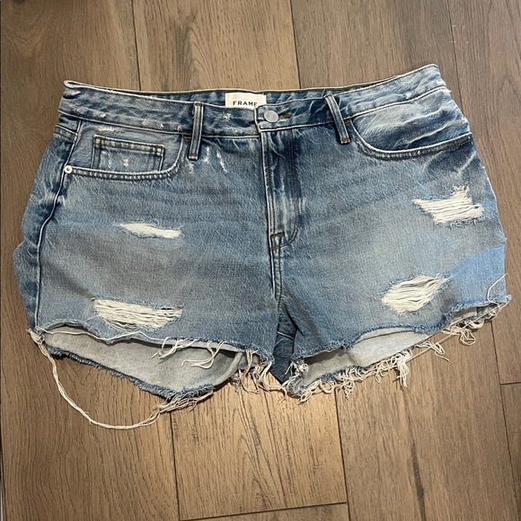 Frame Denim Women's Ripped Jean Shorts - Light Blue size 30 - Picture 1 of 4